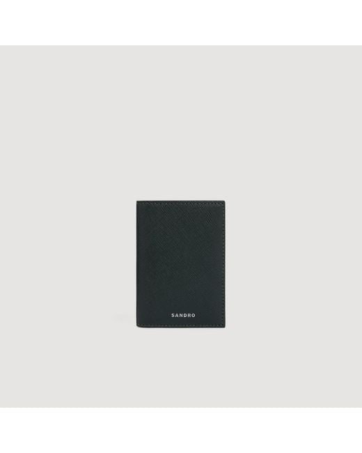 Sandro Black Saffiano Leather Card Holder for men