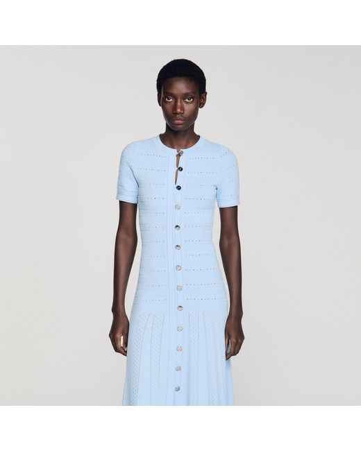 Sandro Blue Knit Maxi Dress