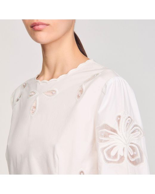 Sandro Pink Poplin Crop Top