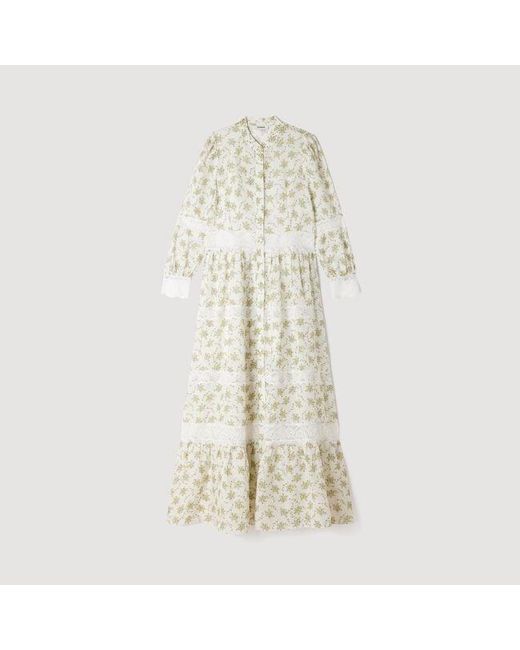 Sandro Natural Floral Lace Maxi Dress