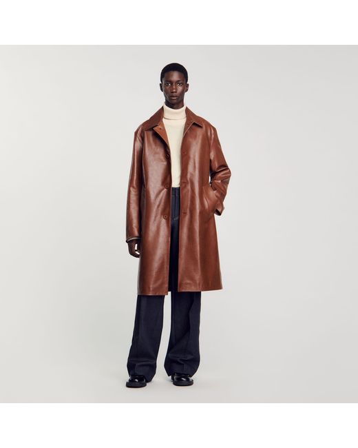 Manteau long en cuir Sandro pour homme en coloris Multicolor