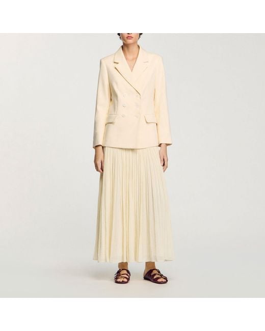 Sandro Natural Double-Breasted Suit Jacket