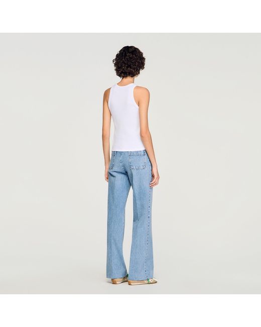Sandro Blue Embroidered Vest Top