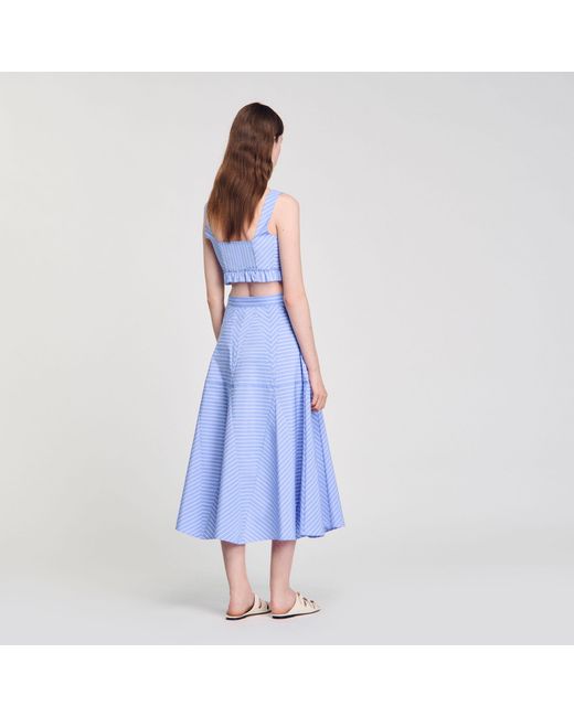 Sandro Blue Long Striped Skirt