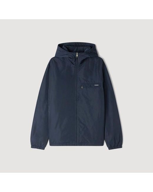 Sandro Blue Nylon Windbreaker for men