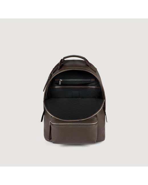 Sandro Brown Coated Canvas Backpack for men