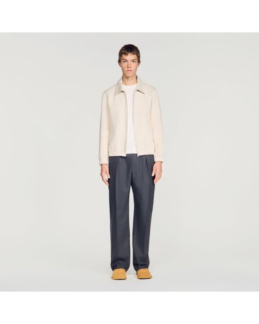 Sandro Blue Cotton Zip-Up Jacket for men
