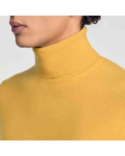 Sandro Yellow Cashmere Turtleneck Sweater for men
