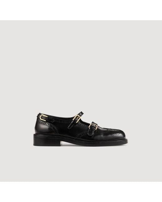 Sandro Black Multi-Buckle Open Derbies