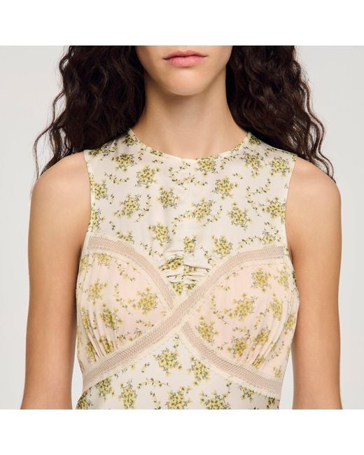 Sandro Metallic Flower Print Maxi Dress