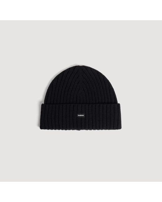 Sandro Black Knit Hat for men
