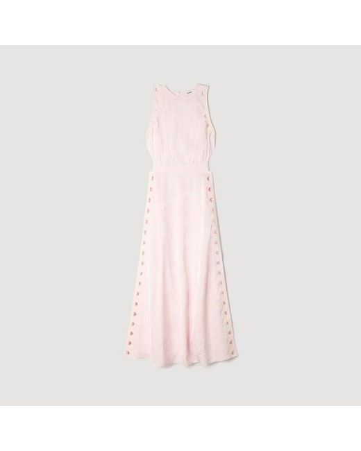Sandro Pink Flower Jacquard Maxi Dress