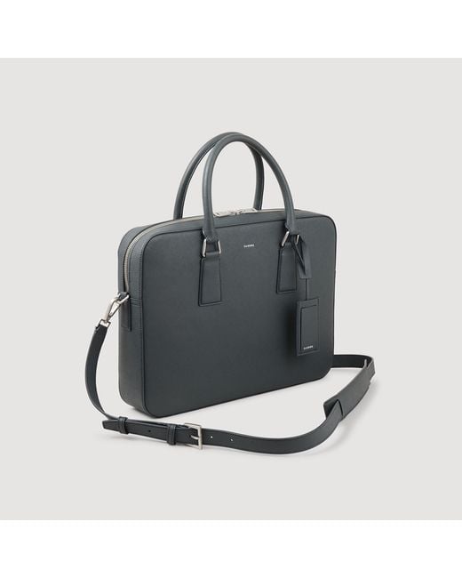 Sandro Black Reconstituted Leather Briefcase for men