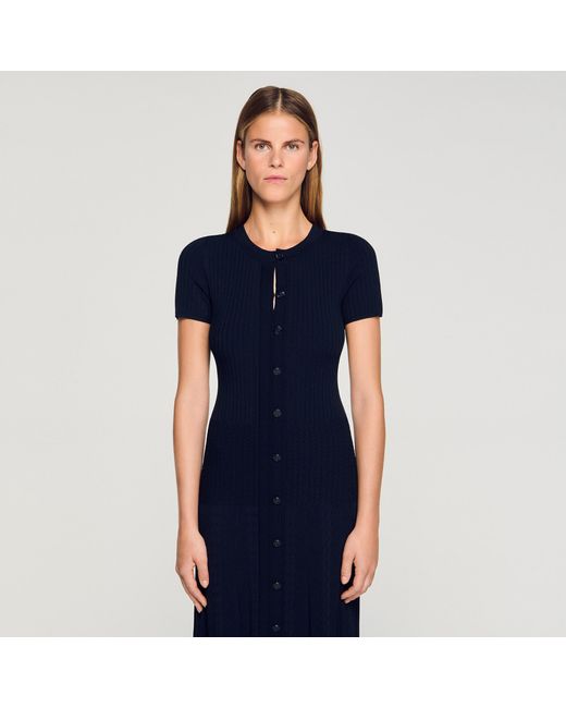 Sandro Blue Knit Maxi Dress