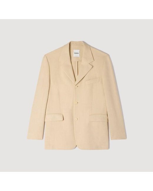 Sandro Natural Oversized Linen Suit Jacket for men