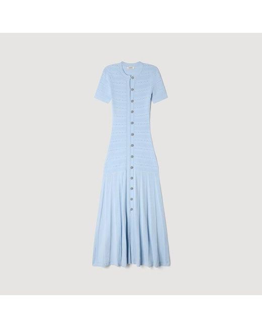 Sandro Blue Knit Maxi Dress