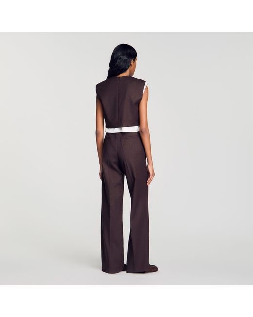 Sandro Blue 2-In-1 Wool Crop Top