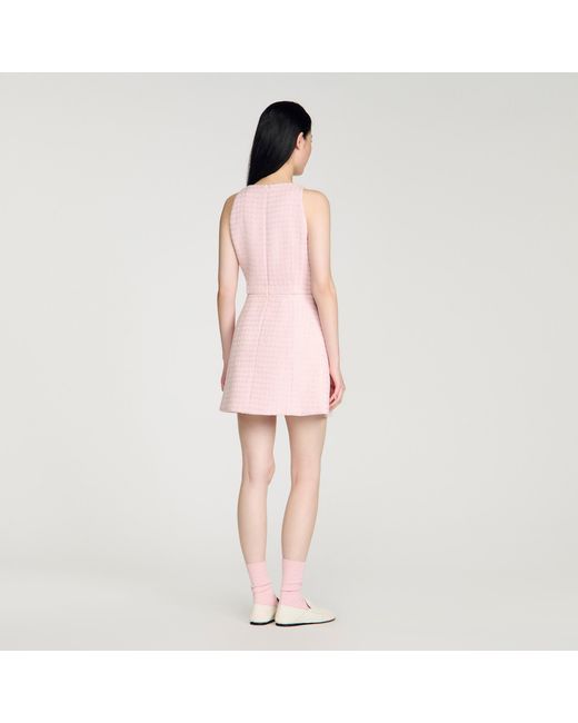 Sandro Pink Sequin Tweed Short Dress