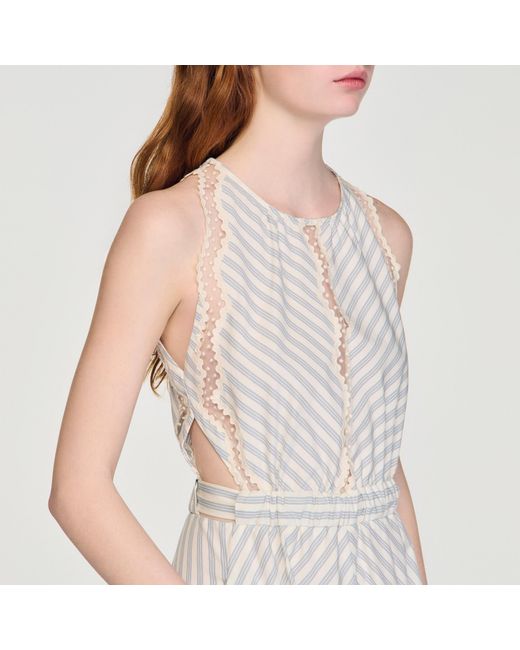 Sandro White Striped Cotton Maxi Dress