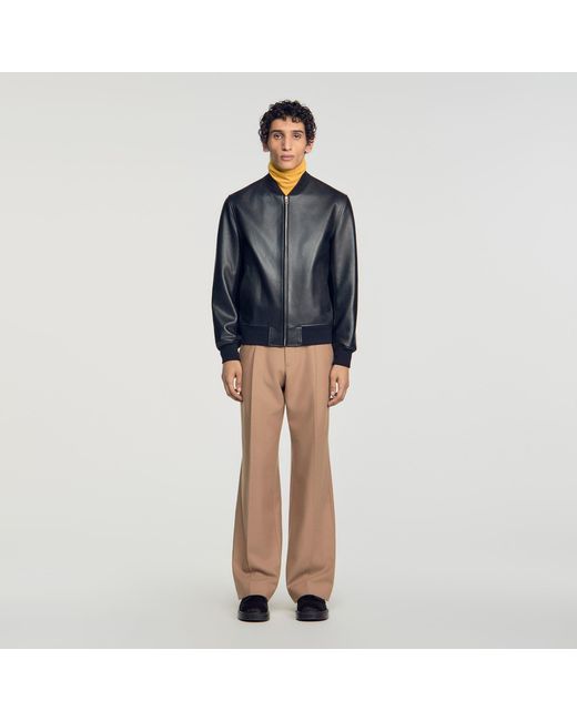 Sandro Blue Leather Jacket for men