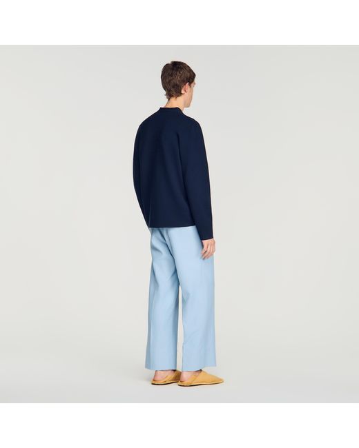 Sandro Blue Jacquard Flower Knit Cardigan for men