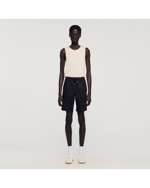 Sandro Black Cotton Shorts With Elastic Waist for men