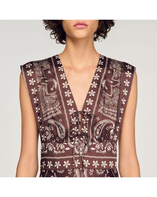 Sandro Multicolor Bandana-Print Maxi Dress
