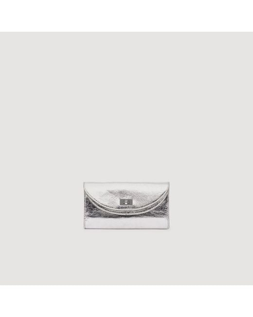 Sandro White Mambo Leather Clutch