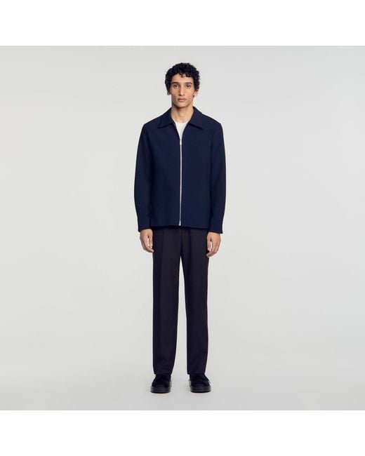 Sandro Blue Zipped Shirt for men