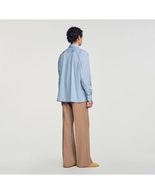 Sandro Blue Oversized Cotton Shirt for men