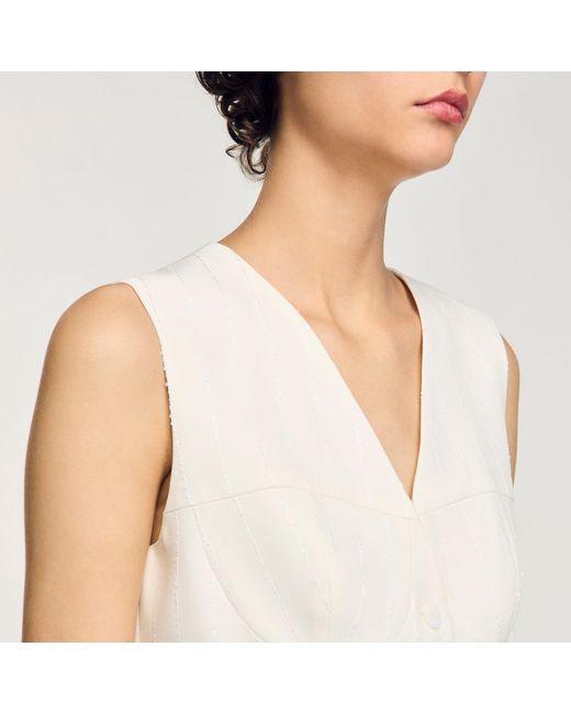 Sandro White Sequin Cropped Jacket