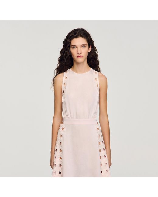 Sandro Pink Flower Jacquard Maxi Dress