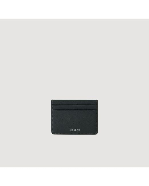 Sandro Black Reconstituted Leather Card Holder for men