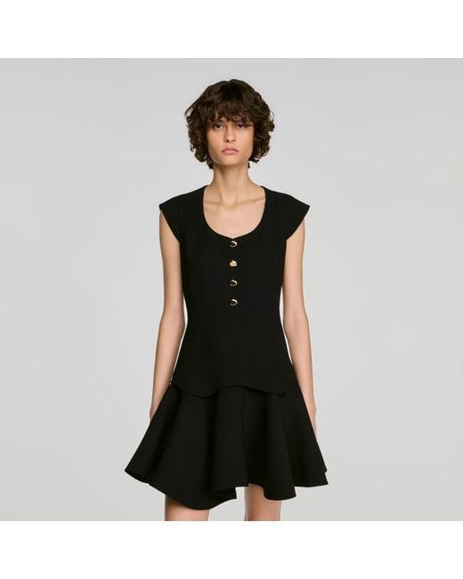 Sandro Black Short Button-Up Dress
