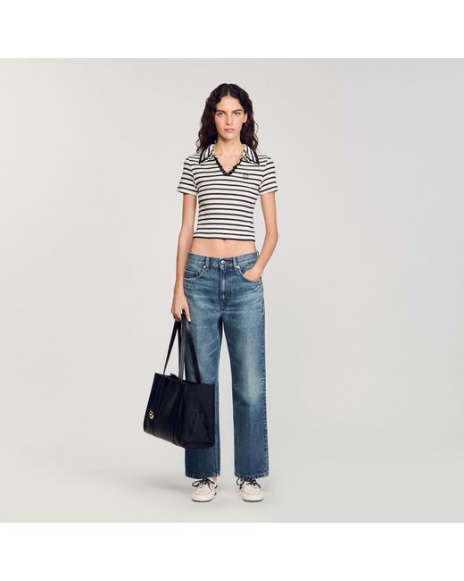 Sandro Blue Striped Polo Shirt