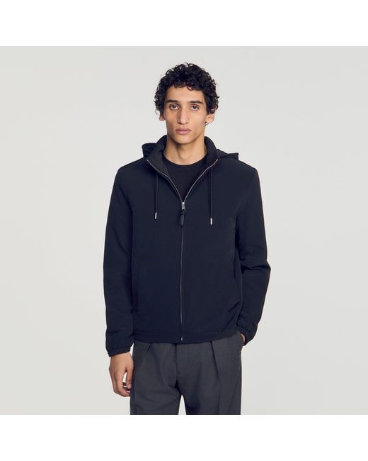 Sandro Blue Hooded Zip-Up Jacket for men