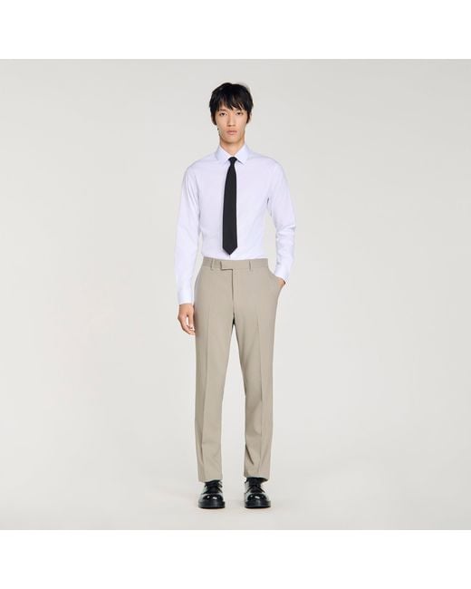 Sandro White Wool Suit Trousers for men