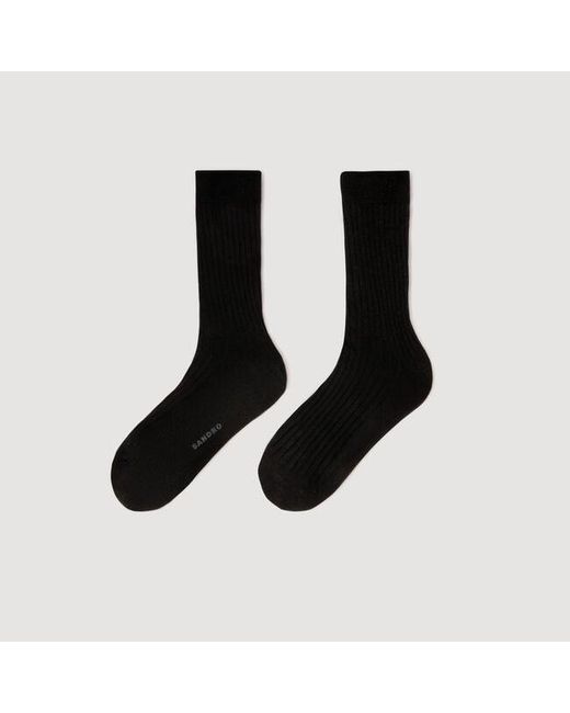 Sandro Black Fine Silk Socks for men