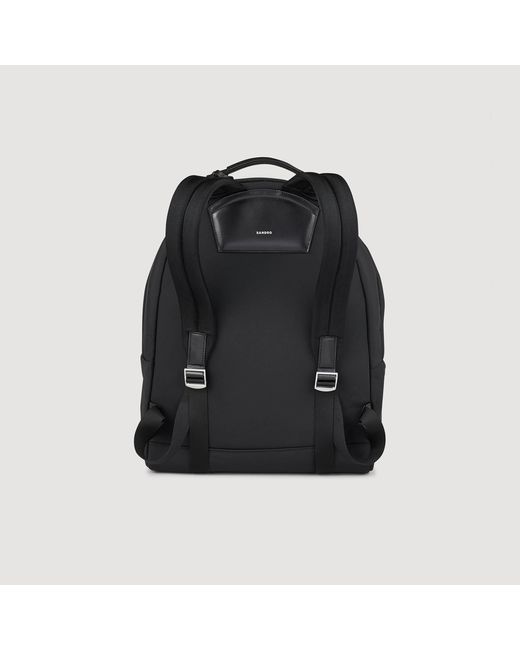 Sandro Black Canvas And Leather Backpack for men