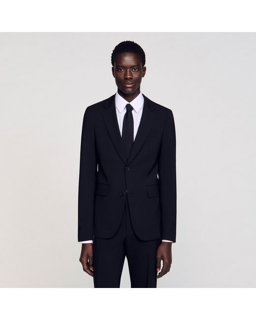 Sandro Blue Virgin Wool Suit Jacket for men