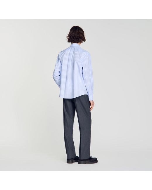 Sandro Blue Striped Cotton Shirt for men