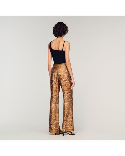 Sandro Multicolor Bandana-Print Floaty Trousers