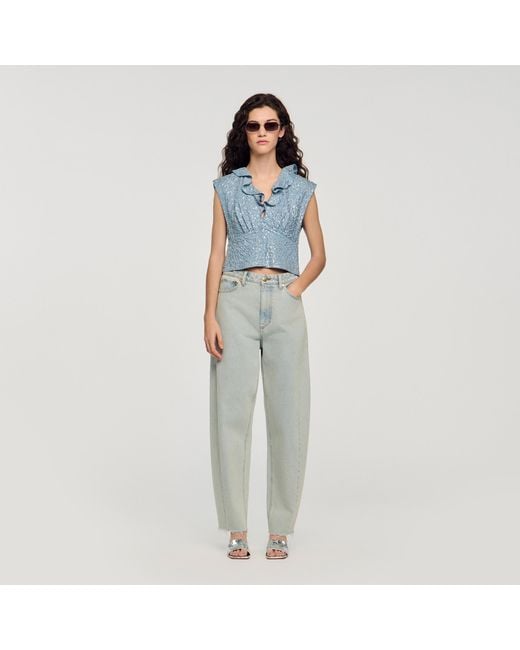Sandro Blue Sequin Top
