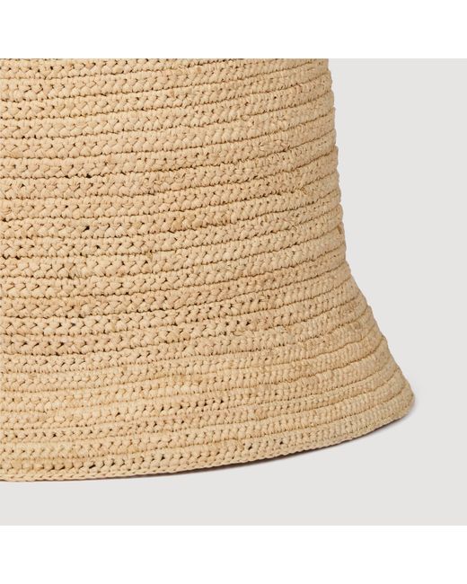 Sandro Natural Crochet Raffia Bucket Hat for men