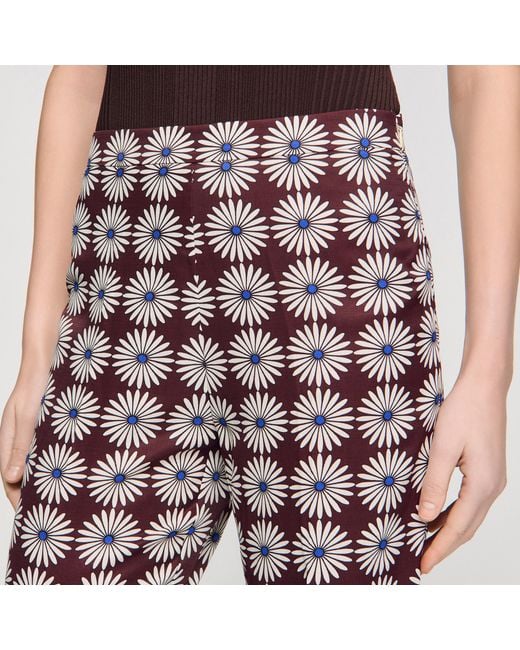 Sandro Red Floral-Print Floaty Trousers