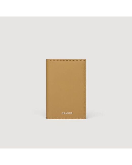 Sandro Natural Grained Leather Card Holder for men