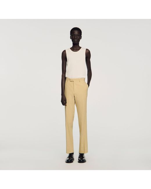 Sandro Natural Linen Suit Trousers for men