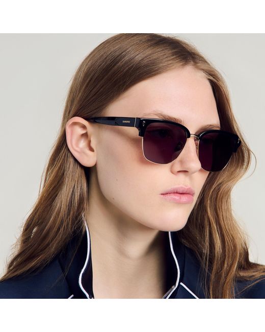 Sandro Black Acetate Logo Sunglasses
