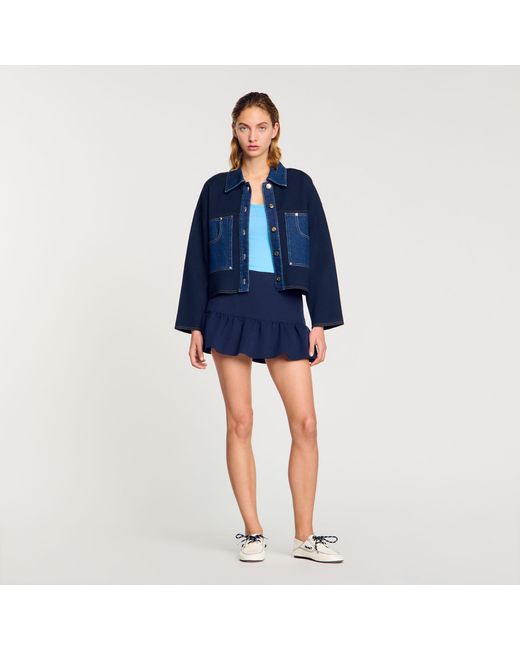 Sandro Blue Denim Detail Cardigan