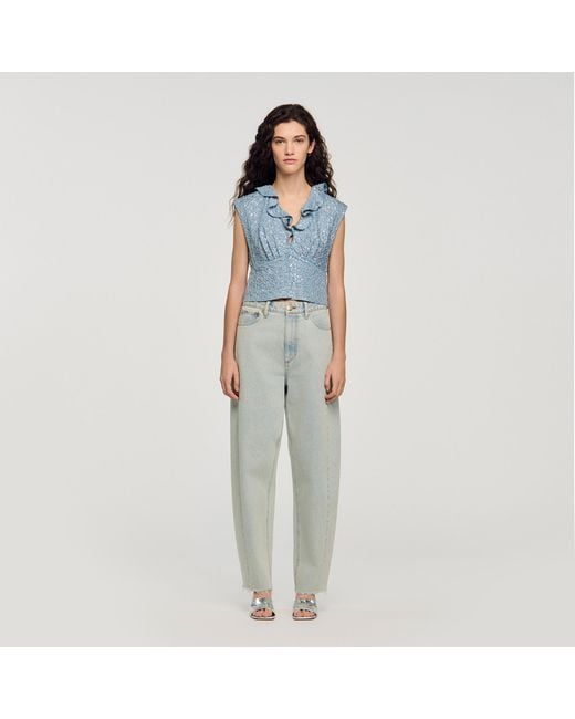Sandro Blue Sequin Top